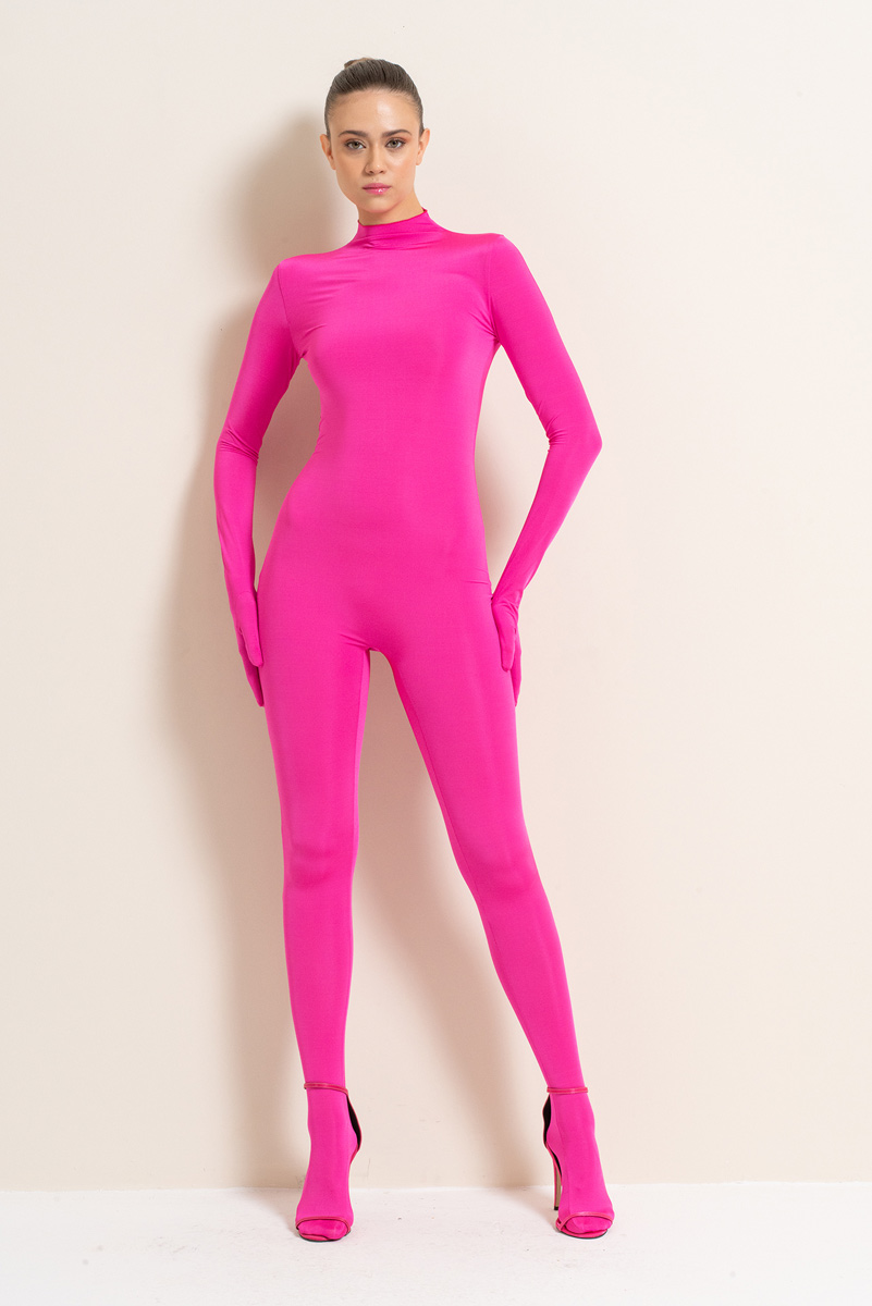 Wholesale New Fuschia Footed Catsuit with Gloves