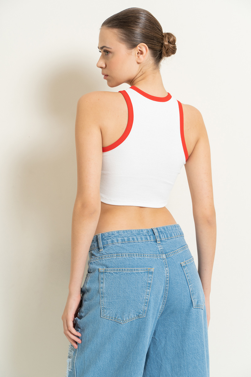 Offwhite Ribbed Crop Tank