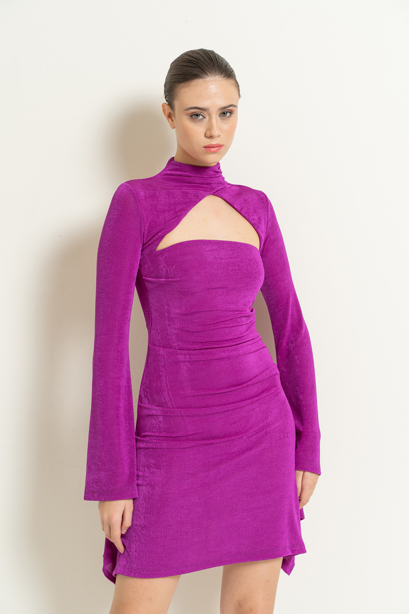 оптовая Magenta Cut Out Back and Front Mini Dress