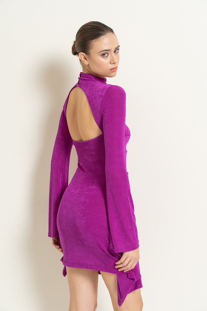 Wholesale Magenta Cut Out Back and Front Mini Dress