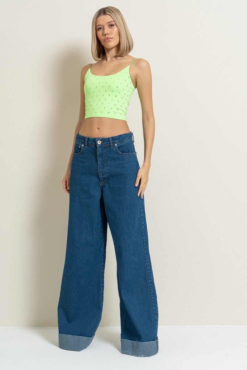 Wholesale Neon Green Embellished Crop Cami Top