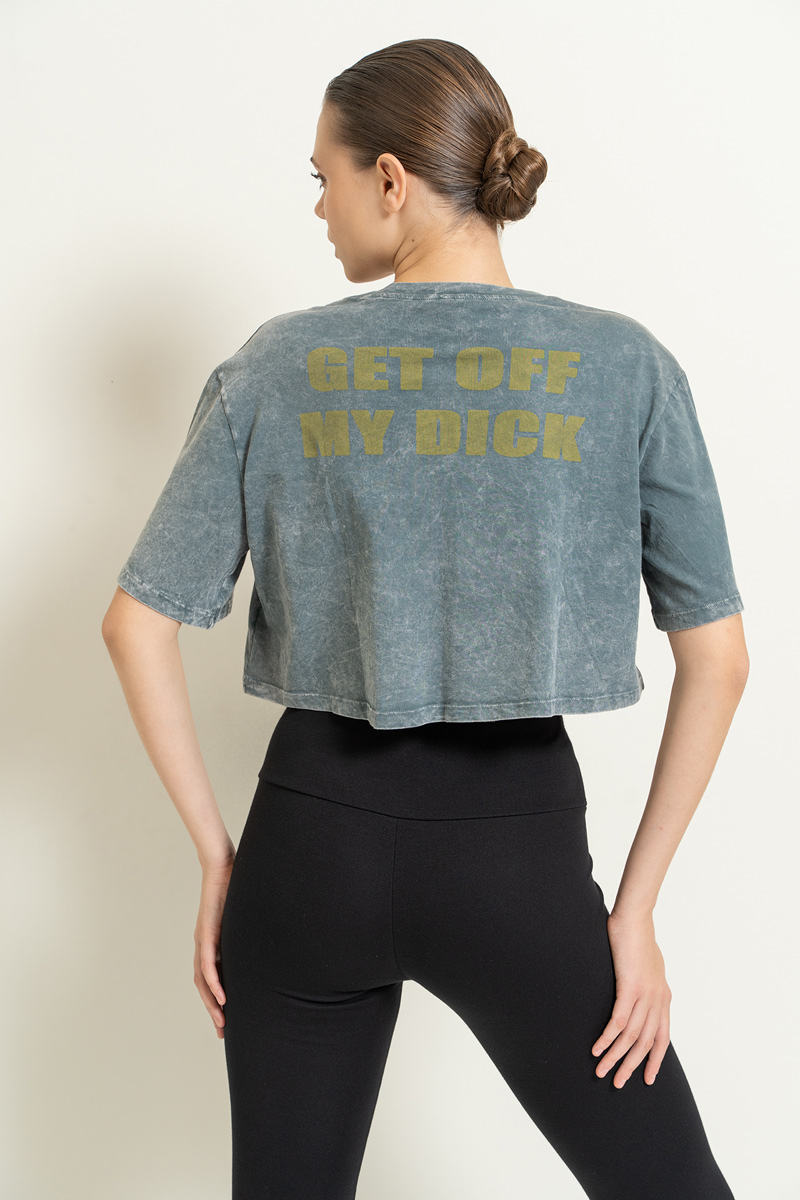 Graphic-Back Antrasit Cropped T-Shirt