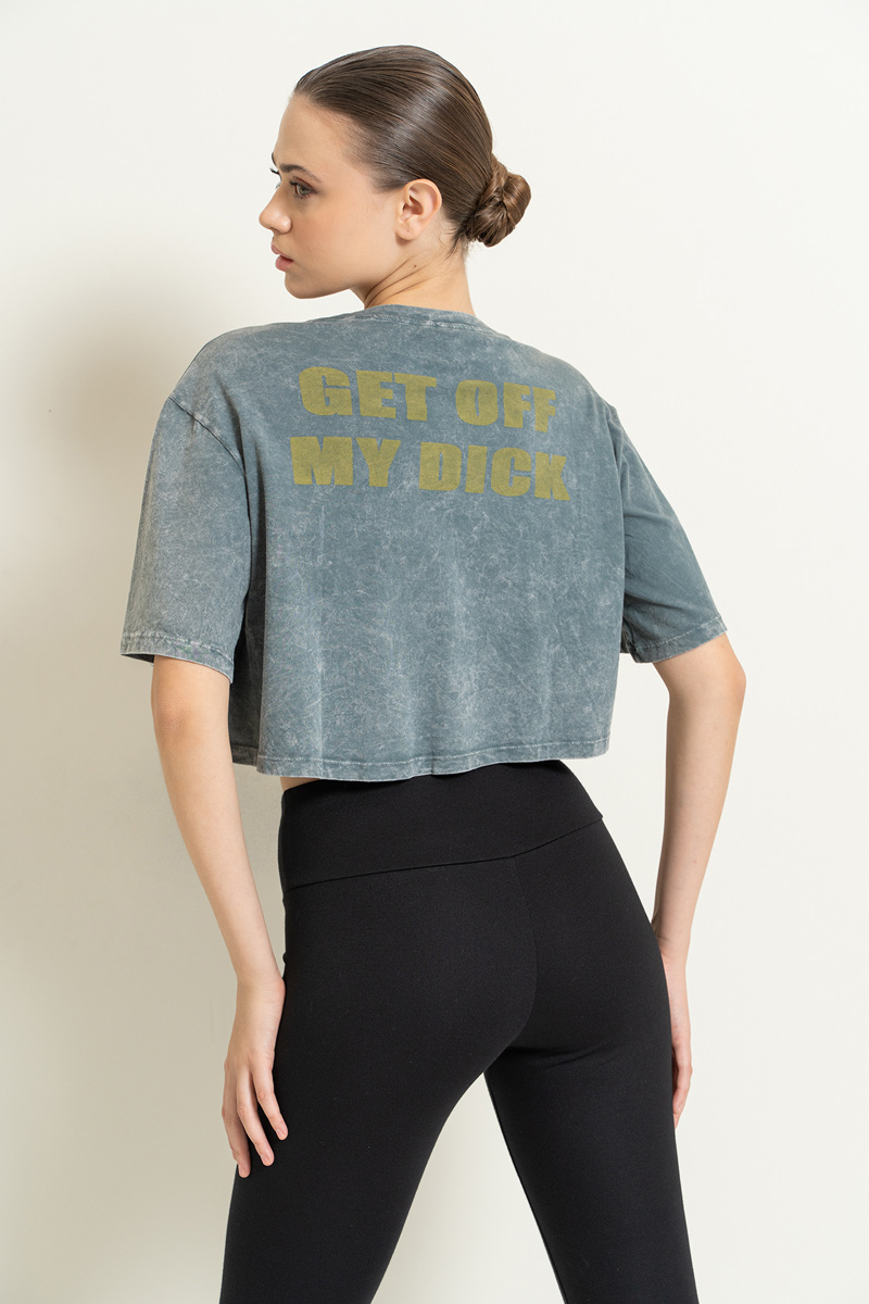 Graphic-Back Antrasit Cropped T-Shirt