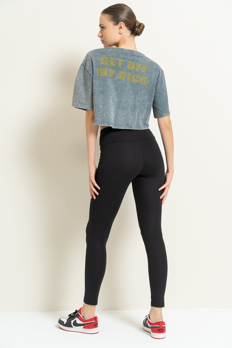 Graphic-Back Antrasit Cropped T-Shirt