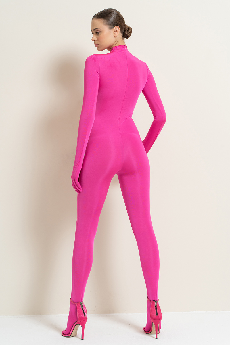 New Fuschia Footed Catsuit with Gloves