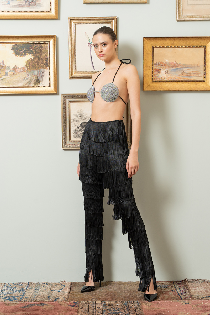 Black Fringe Pants