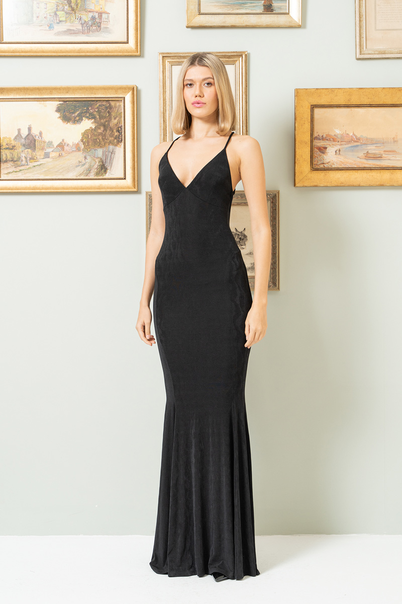 Wholesale Black Backless Cami Maxi Dress