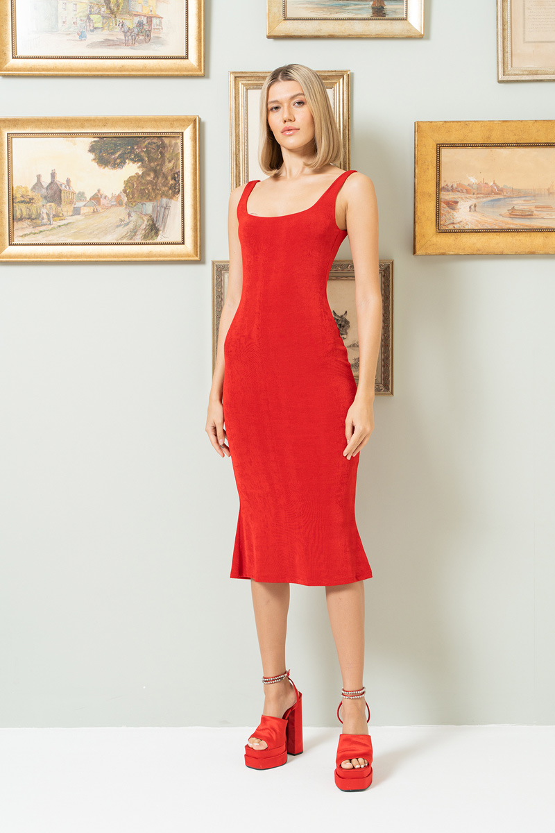 Wholesale Red Cami Midi Dress