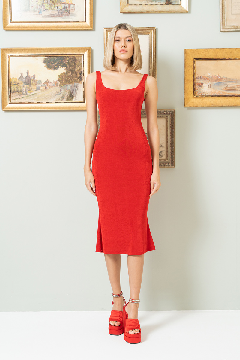 Wholesale Red Cami Midi Dress