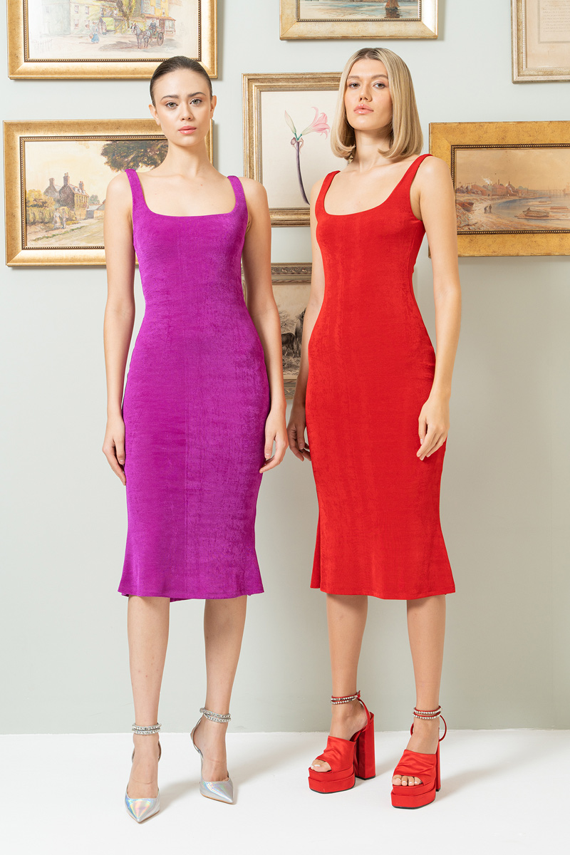 Red Cami Midi Dress