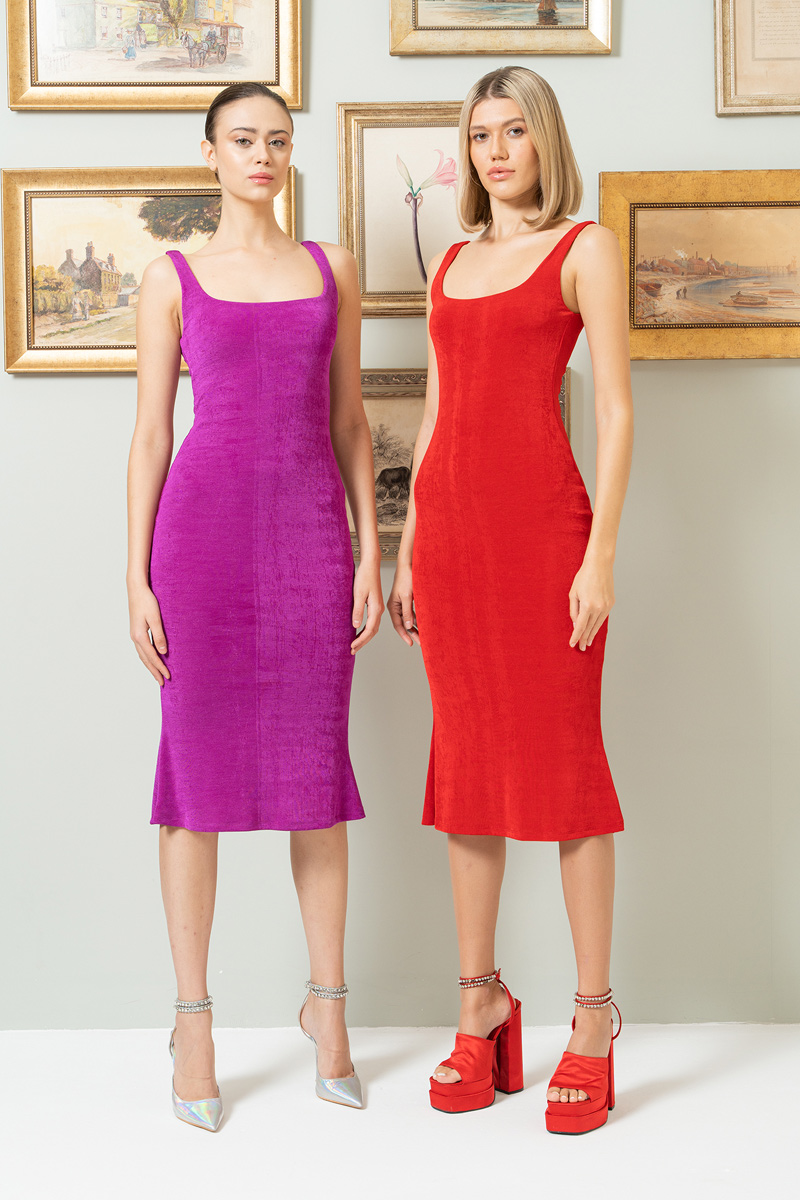 Red Cami Midi Dress