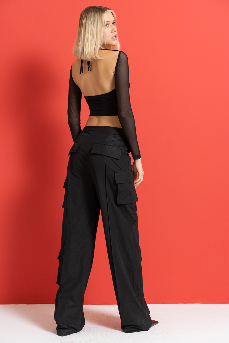 Black Cargo Pants with Pockets