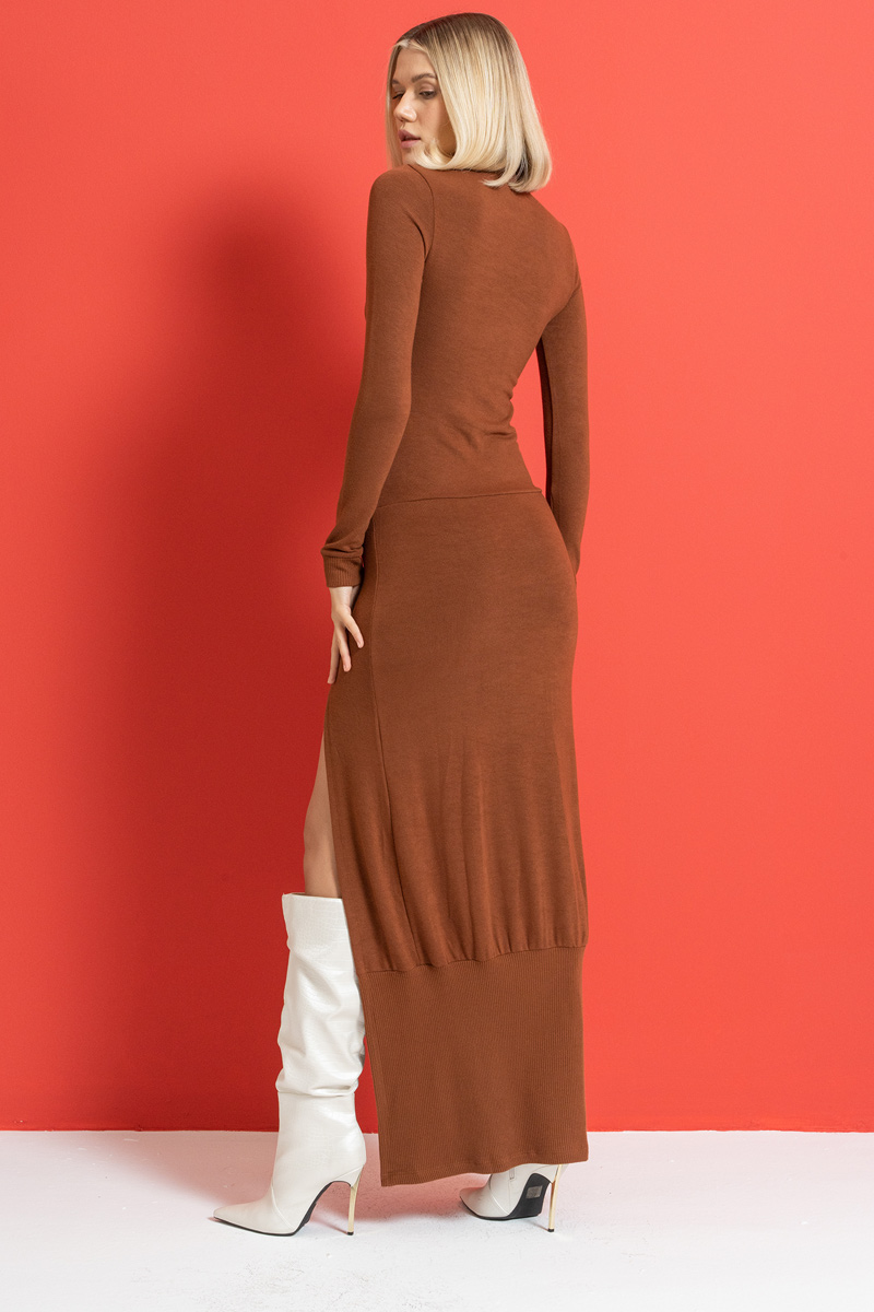 Wholesale Split Front Maxi Dress With Chain Taba Belt