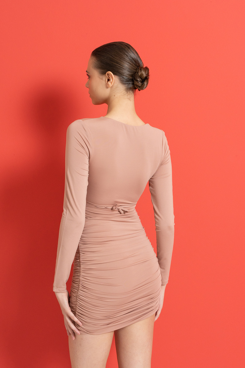 Wholesale Crisscross-Front Caramel Mini Dress