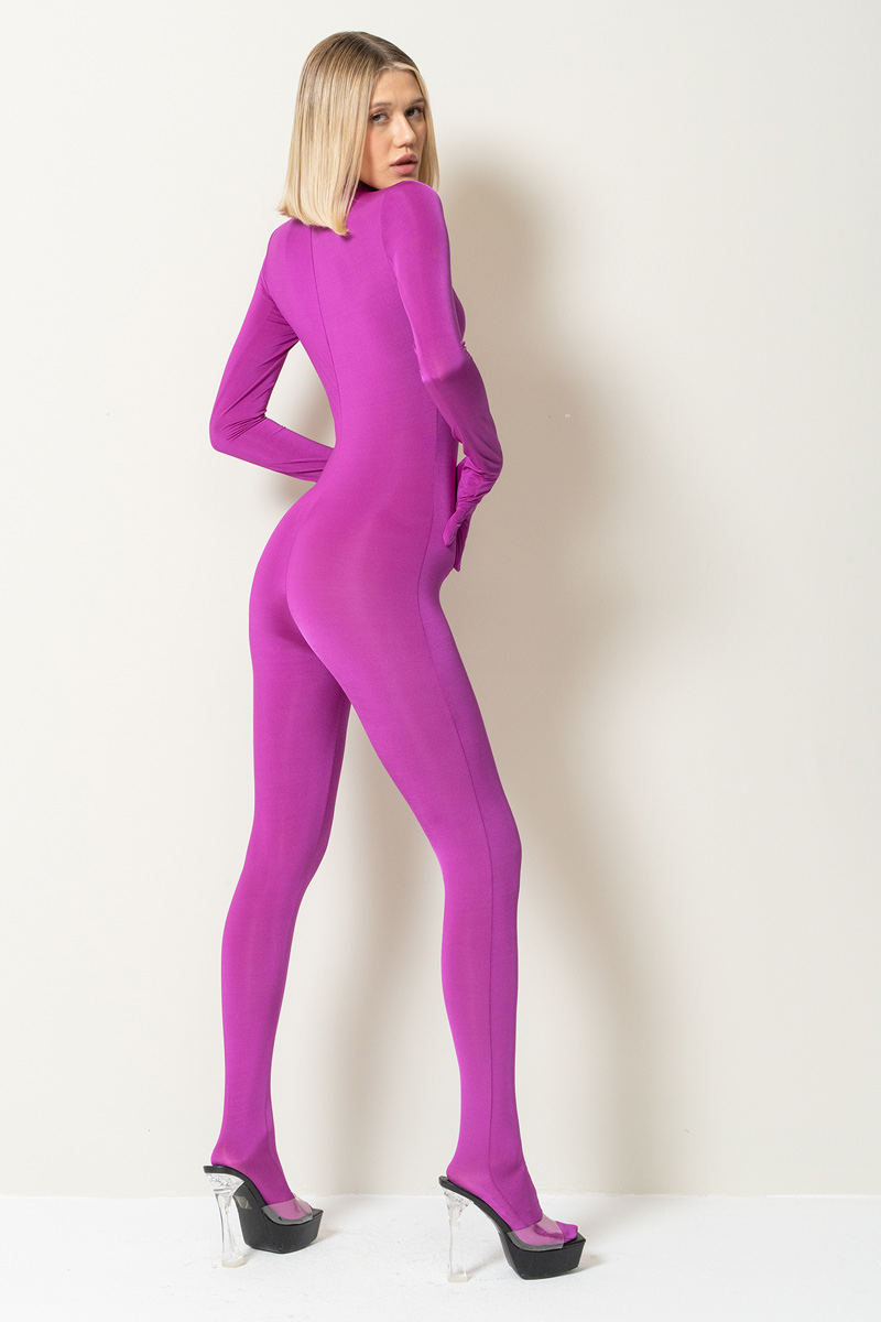Magenta Footed Catsuit with Gloves