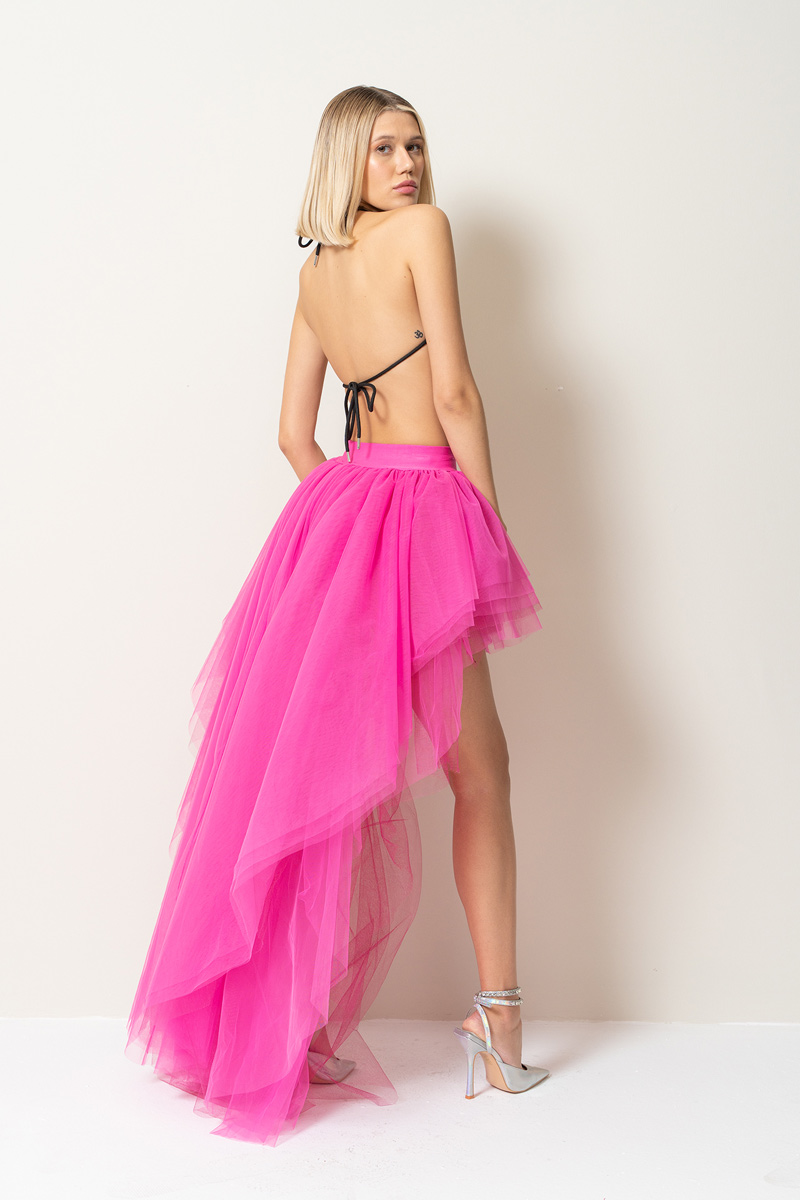 Wholesale High Low New Fuschia Tulle Skirt