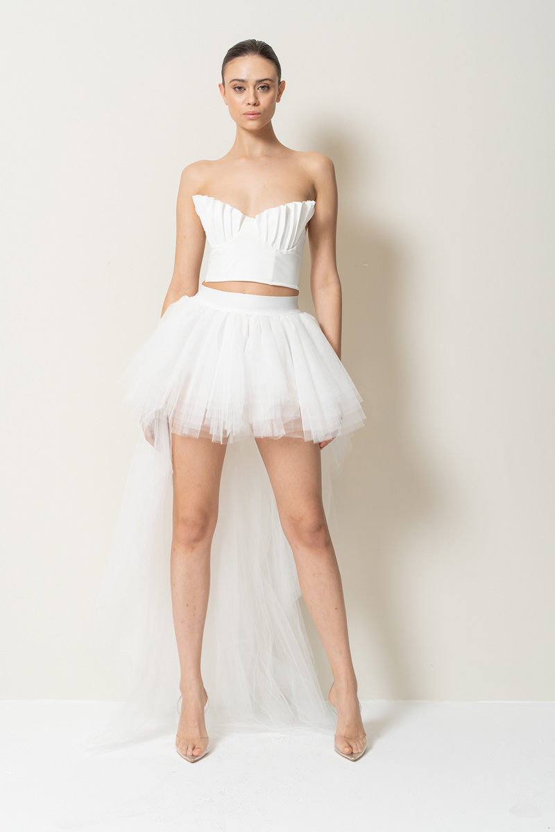 High Low Offwhite Tulle Skirt