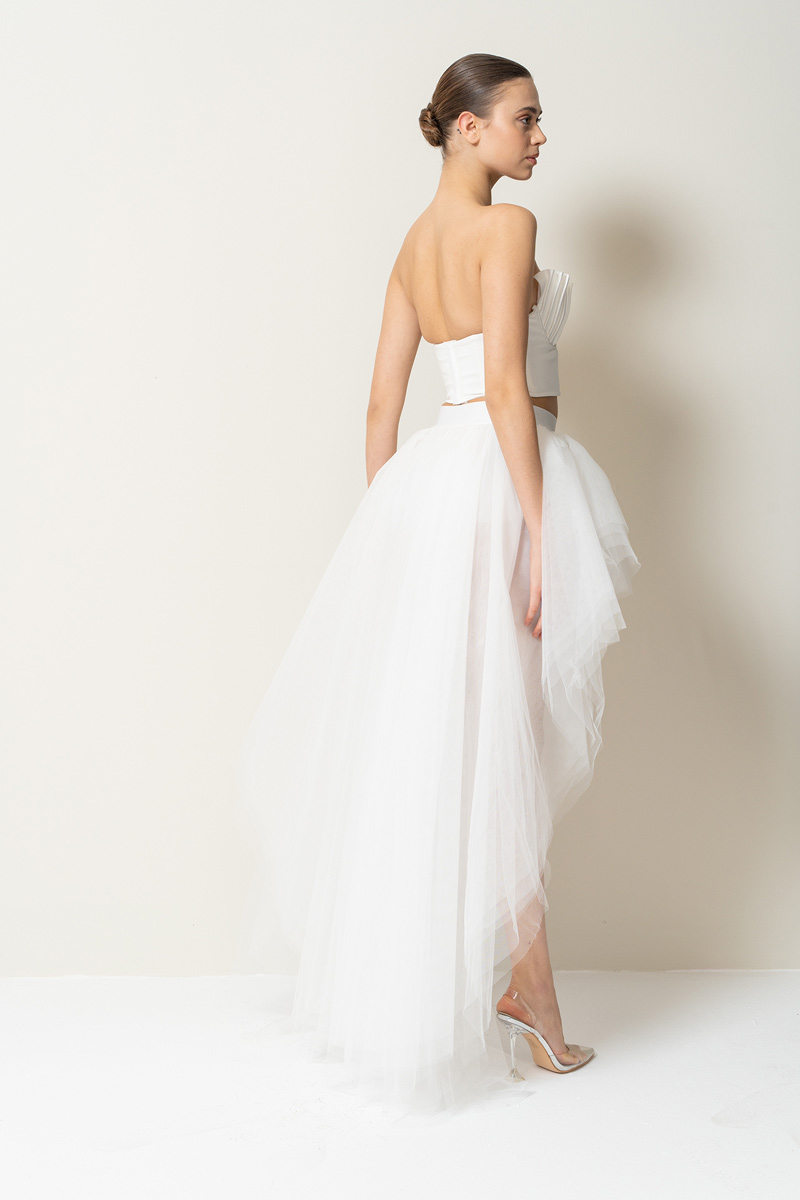 High Low Offwhite Tulle Skirt