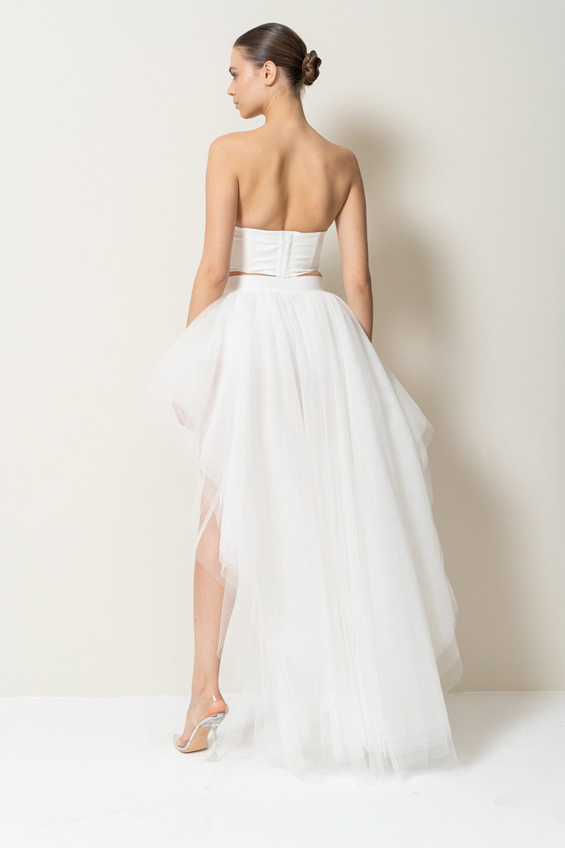 High Low Offwhite Tulle Skirt