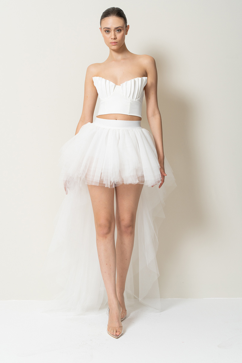 High Low Offwhite Tulle Skirt