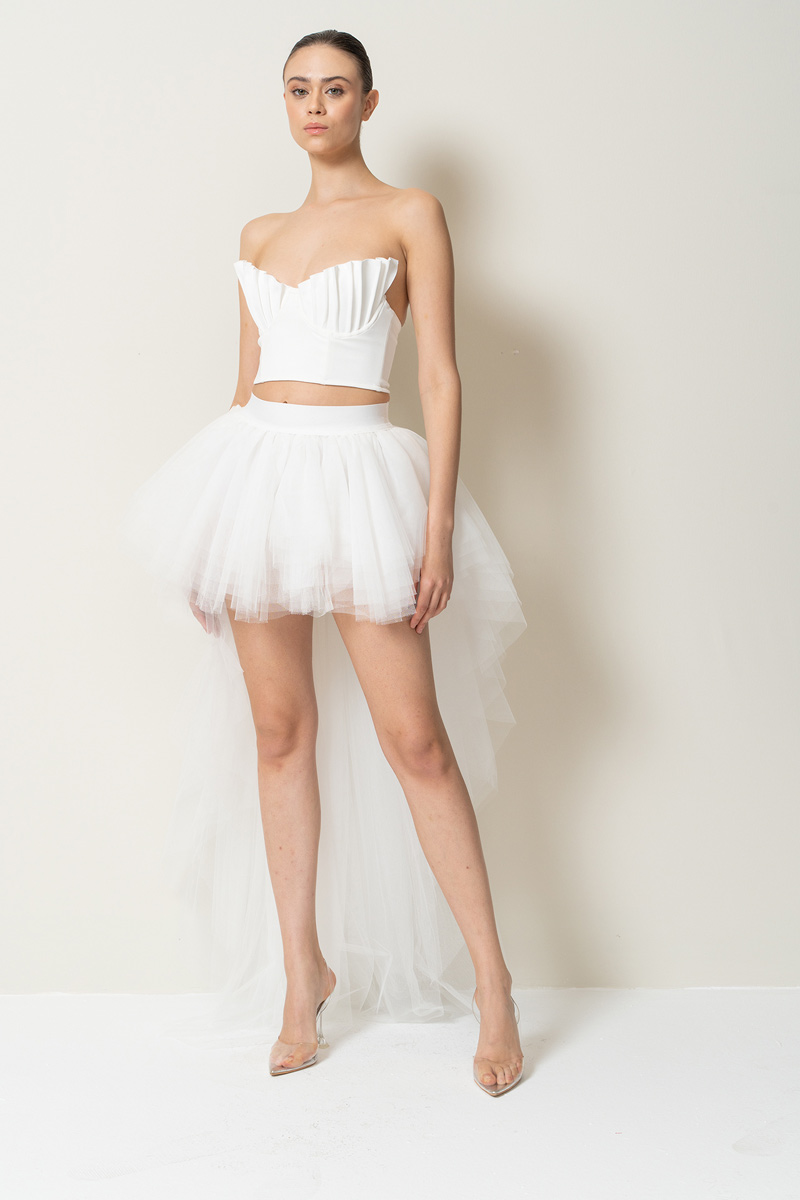 High Low Offwhite Tulle Skirt