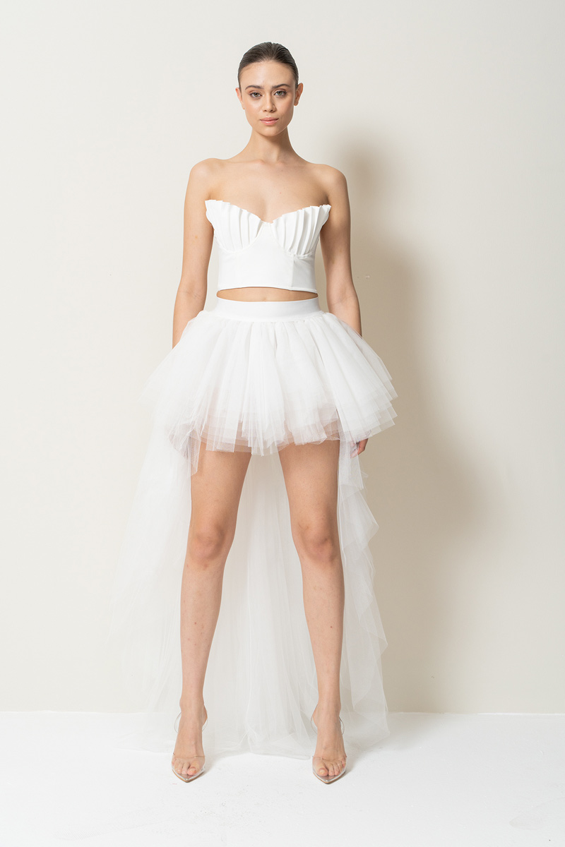 High Low Offwhite Tulle Skirt