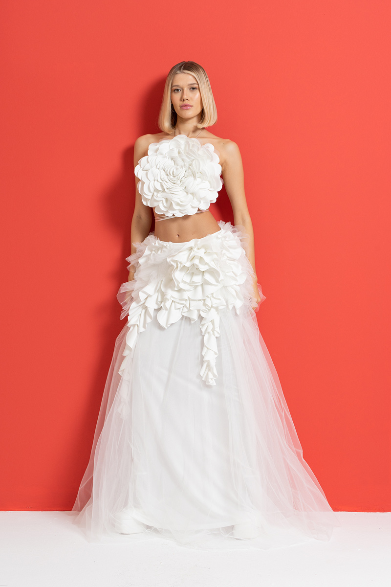 Offwhite Maxi Tulle Skirt