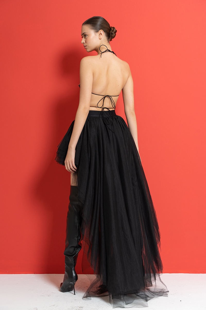 Wholesale High Low Black Tulle Skirt
