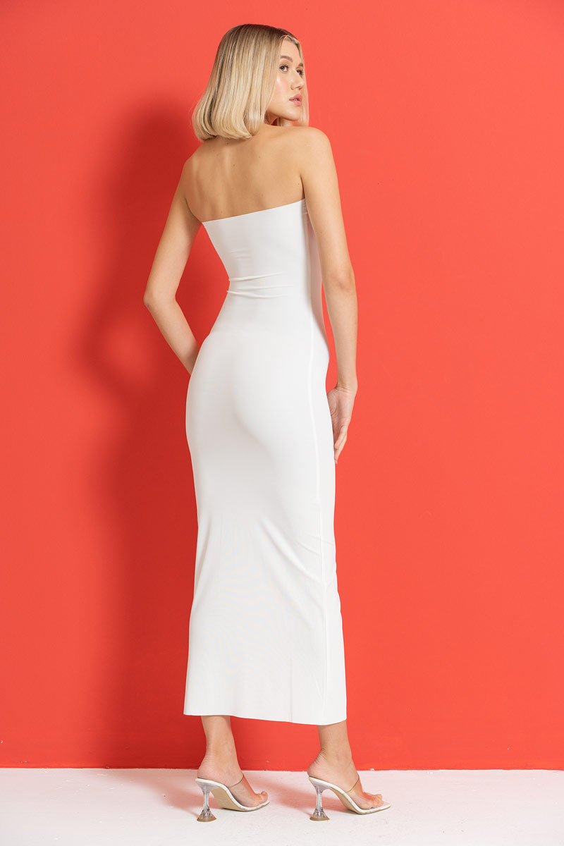 Wholesale Strapless Long Cami Slip Offwhite Dress