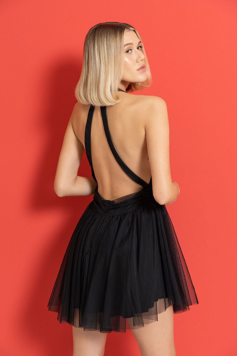 Wholesale Black Tulle Flare Dress