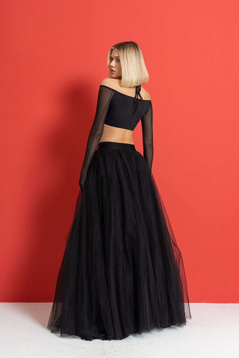 Black Tulle Maxi Skirt