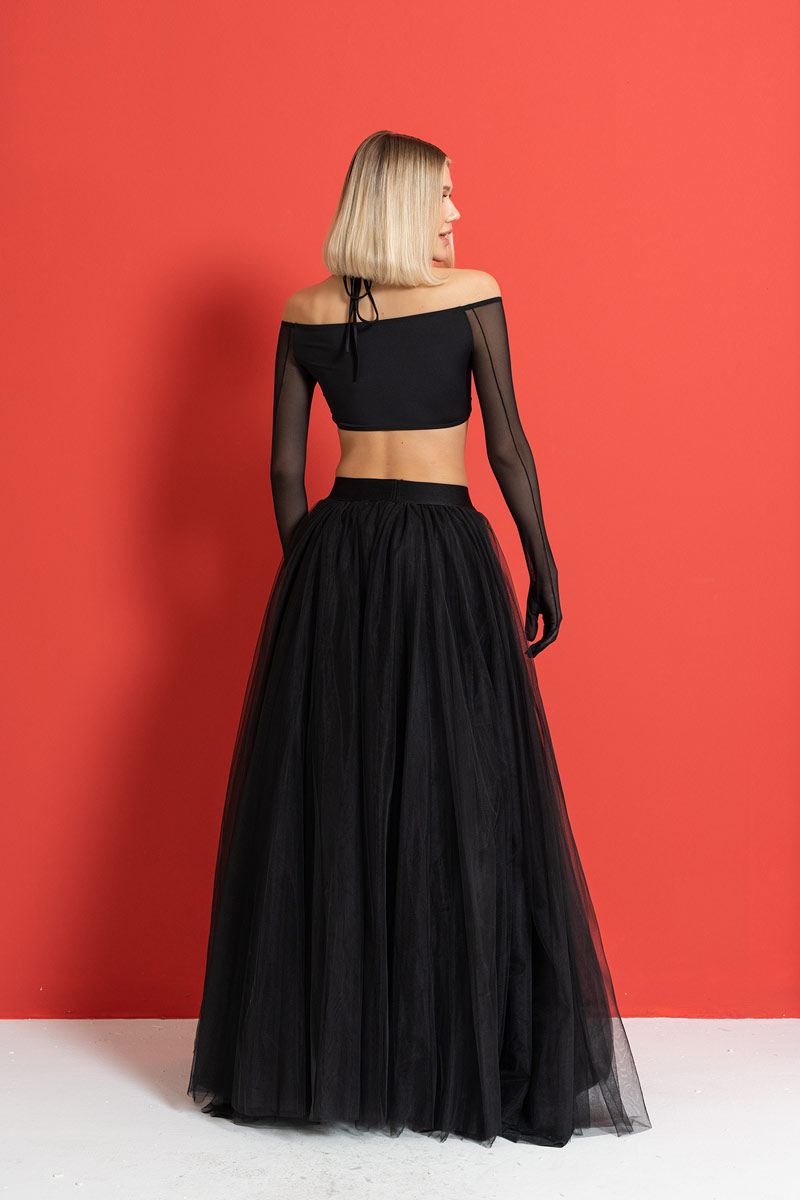 Wholesale Black Tulle Maxi Skirt