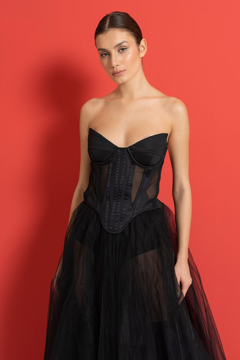 Wholesale Black Wired Mesh Tube Top