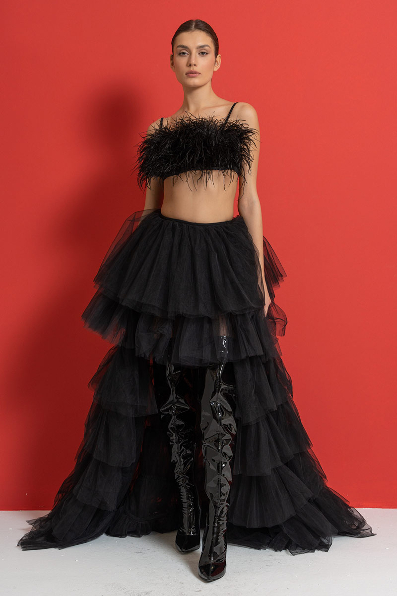 Ruffle Black Tulle Skirt