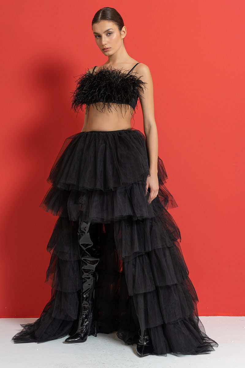 Ruffle Black Tulle Skirt