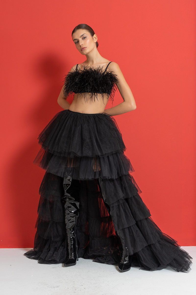 Ruffle Black Tulle Skirt