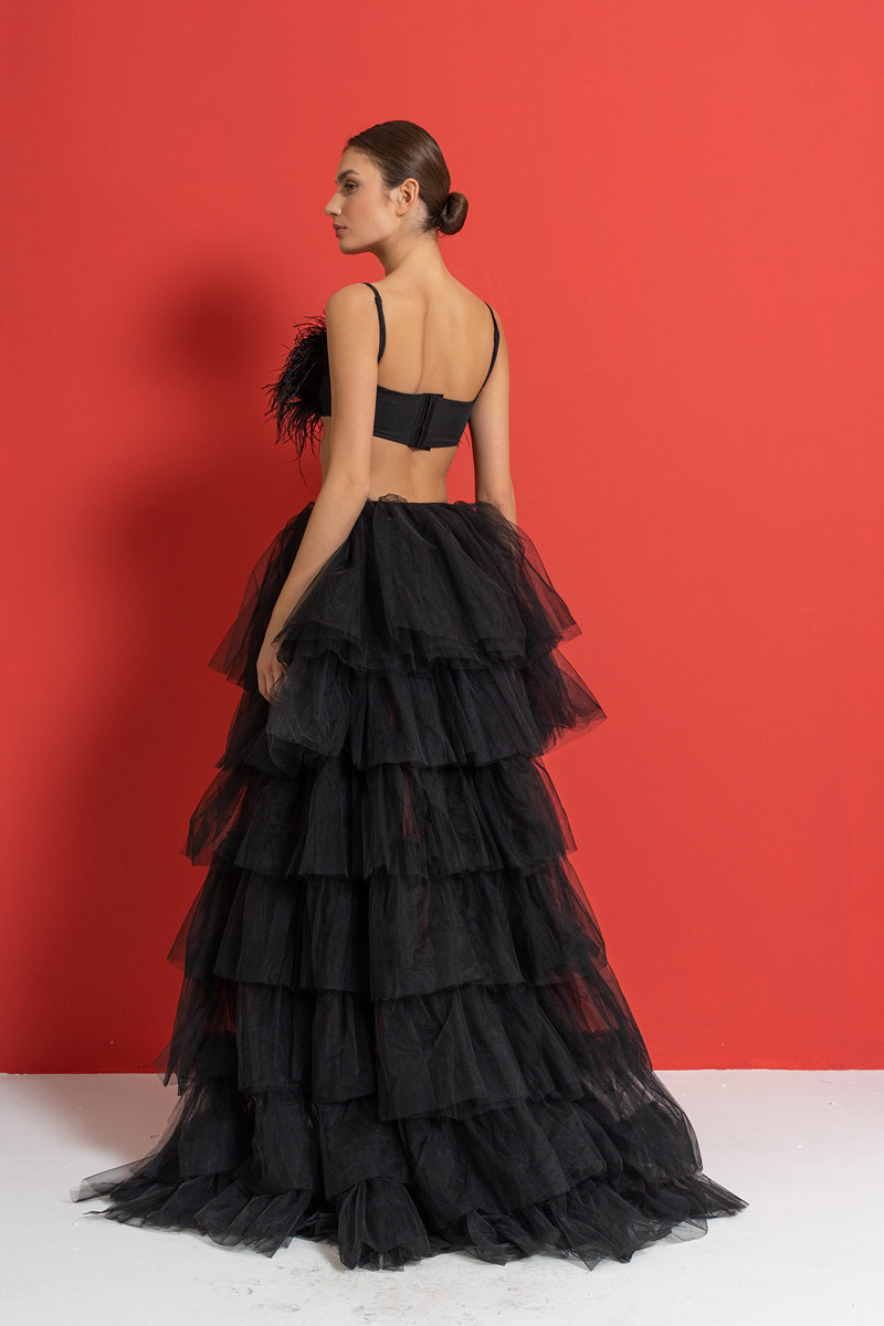 Ruffle Black Tulle Skirt