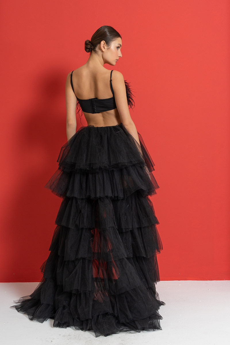 Ruffle Black Tulle Skirt