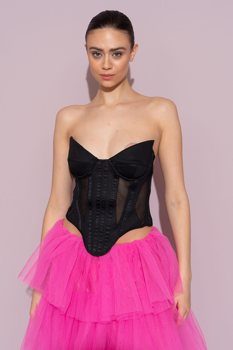 Wholesale Black Wired Mesh Tube Top