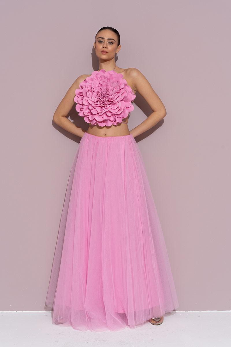 Pink Maxi Tulle Skirt