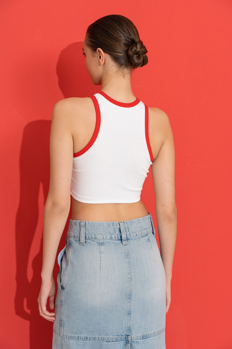 Offwhite Ribbed Crop Tank