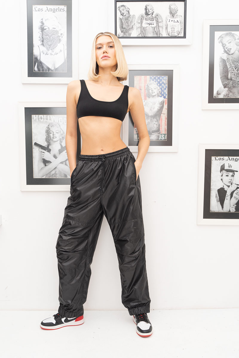 Wholesale Black Wind Joggers with Pockets