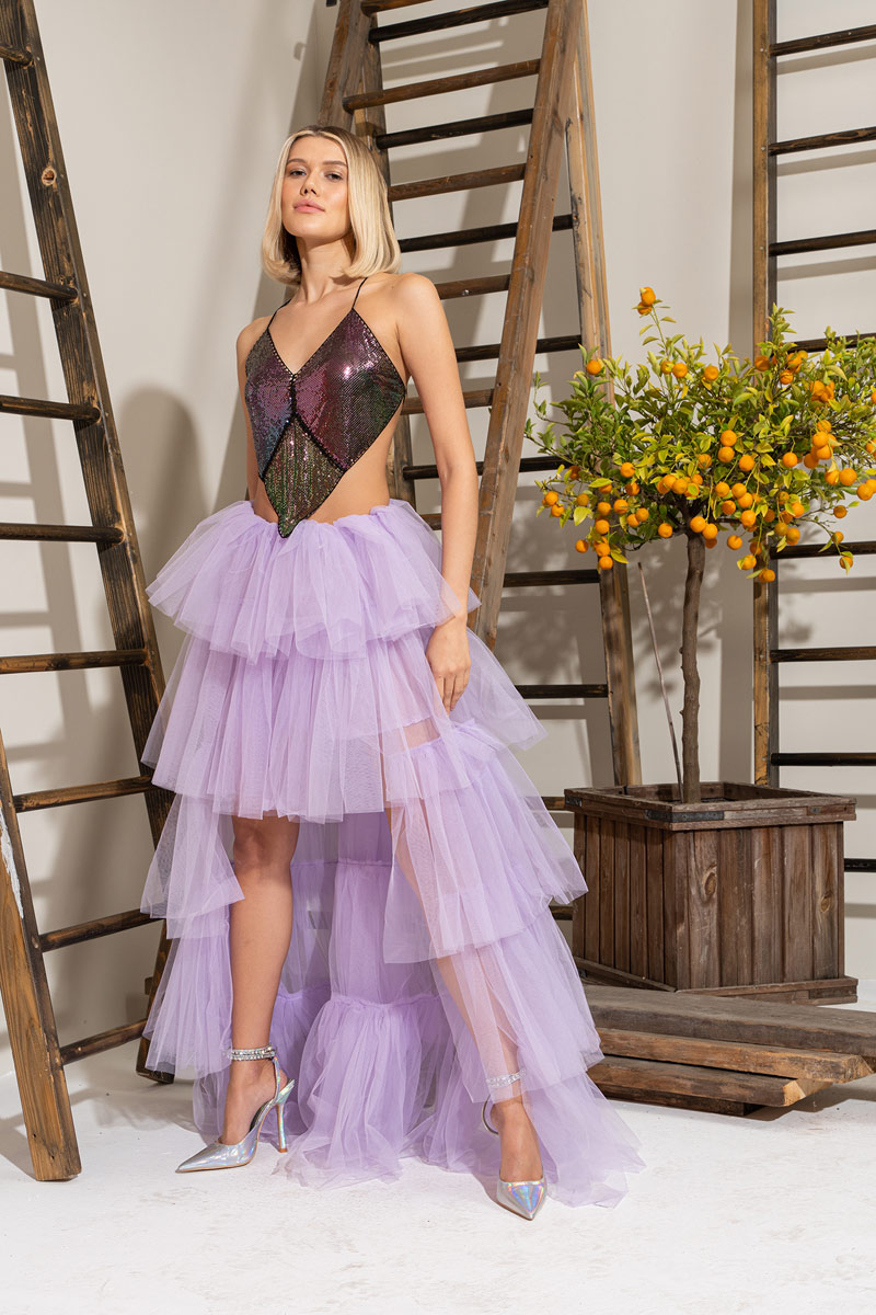 оптовая New Lilac мини-юбка из тюля