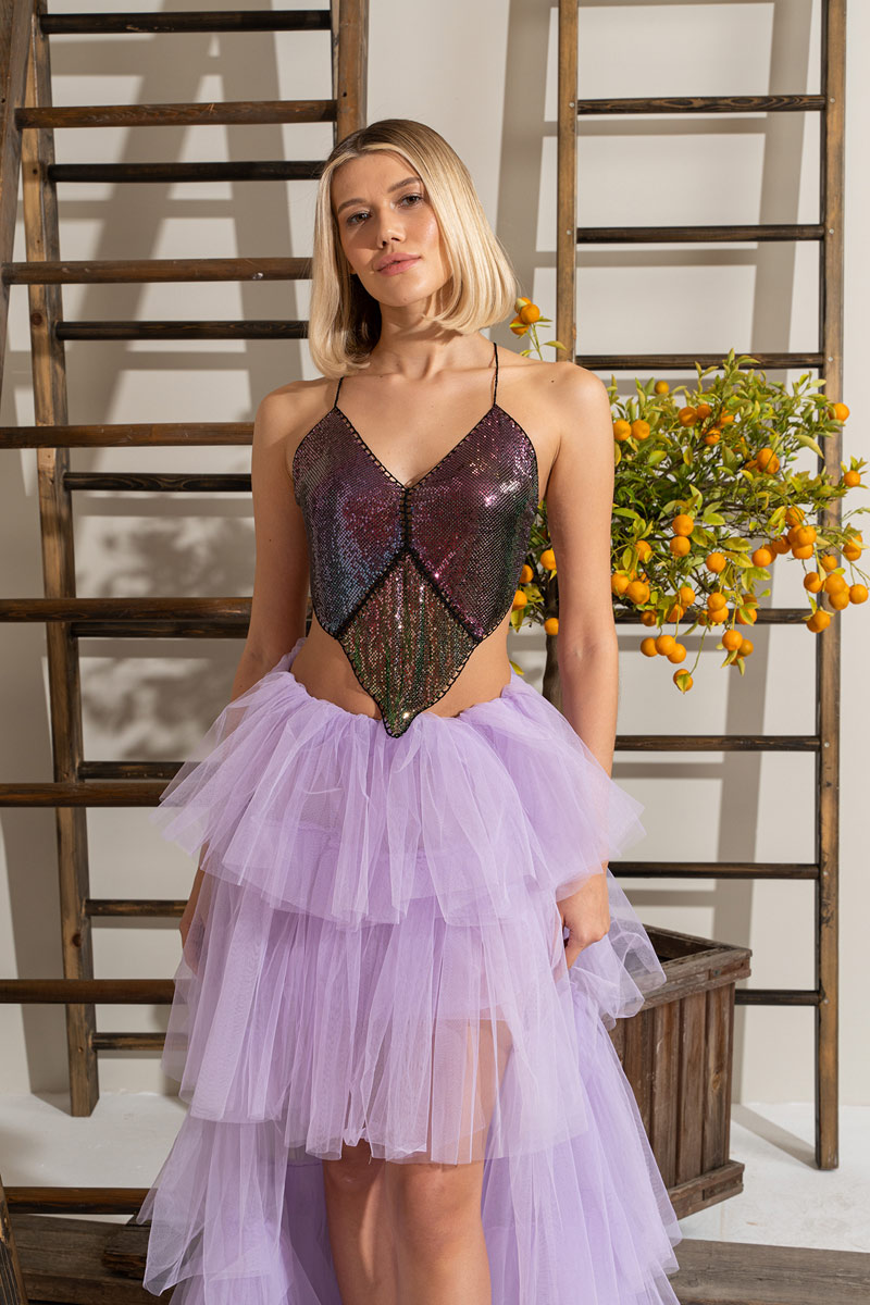Wholesale New Lilac Mini Tulle Skirt