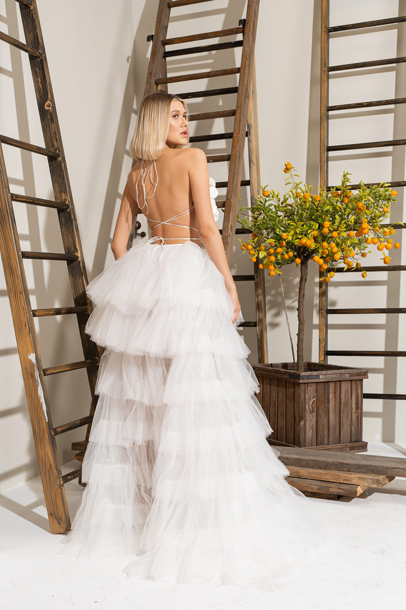 Wholesale Ruffle Offwhite Tulle Skirt