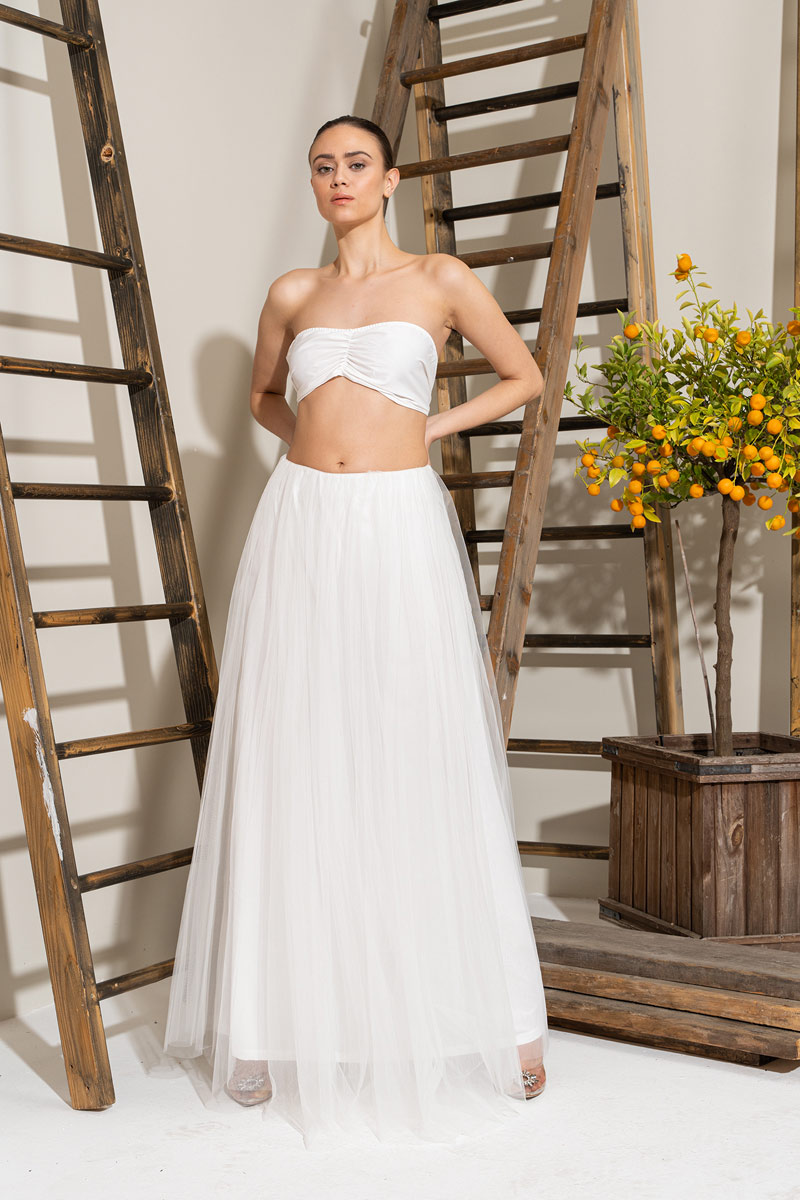 Wholesale Offwhite Maxi Tulle Skirt