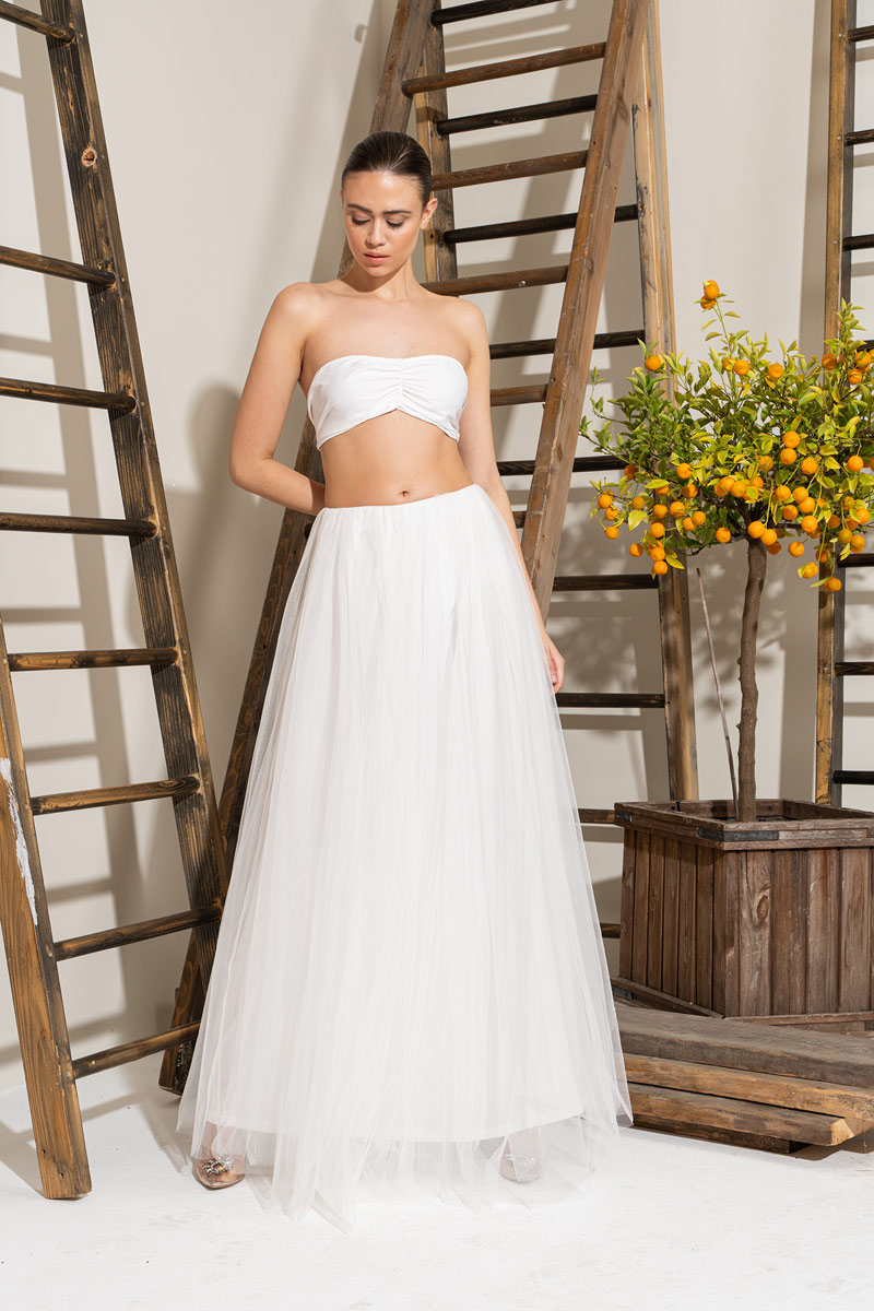 Offwhite Maxi Tulle Skirt