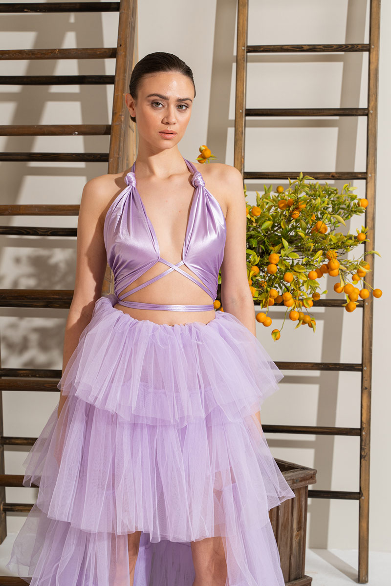 оптовая New Lilac мини-юбка из тюля