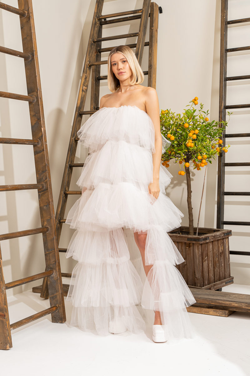 Offwhite Ruffle Maxi Dress