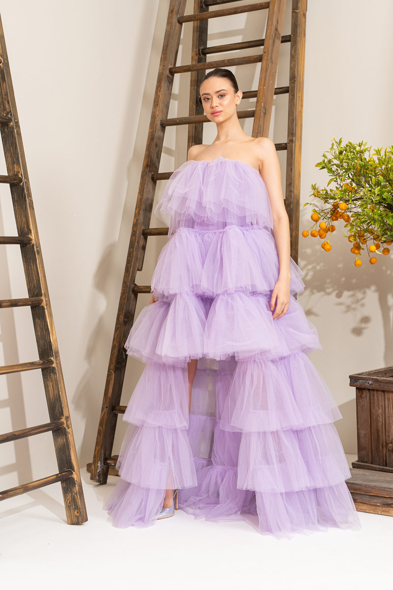 Lilac Ruffle Maxi Dress